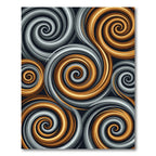 Modern Golden Gray Swirl Abstract Art Rug