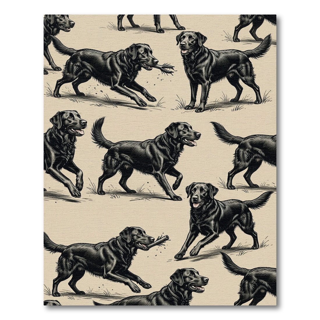 Classic Black Labrador Retriever Illustration Rug