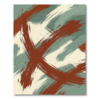 Abstract Russet and Sage Brushstrokes Rug