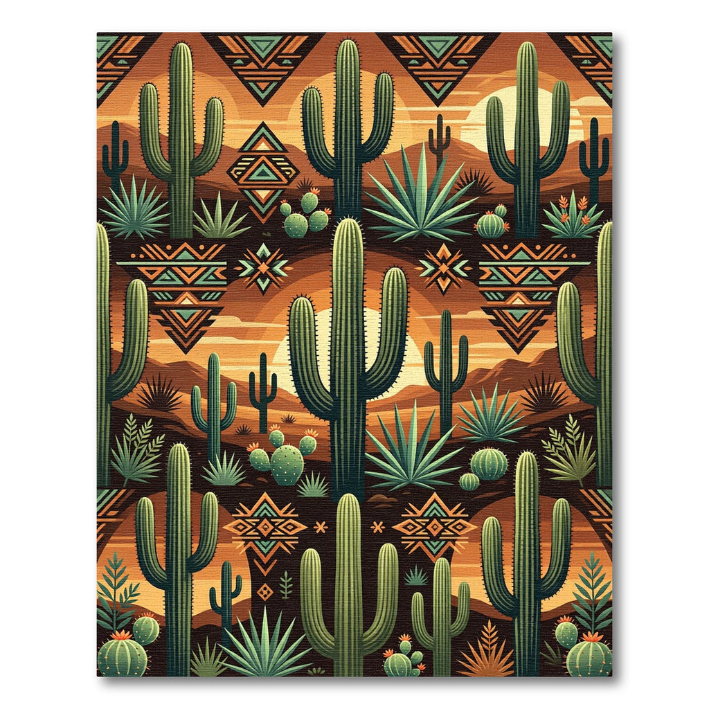 Desert Sunset Saguaro Cactus Wedge Rug