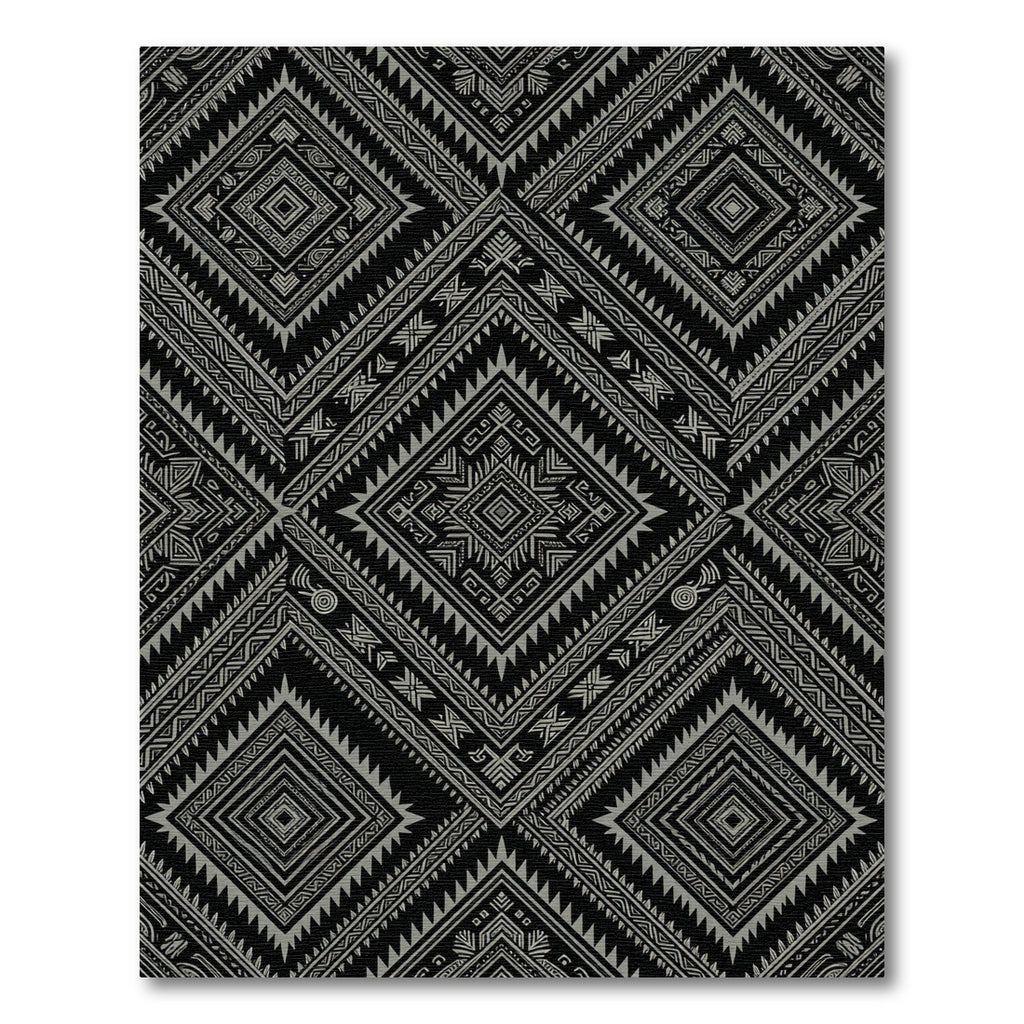 Black and Gray Geometric Diamond Rug