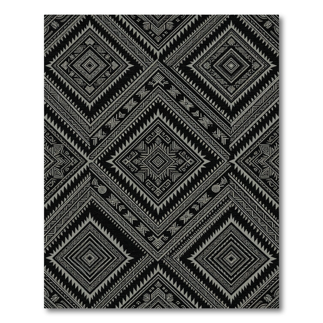 Black and Gray Geometric Diamond Rug