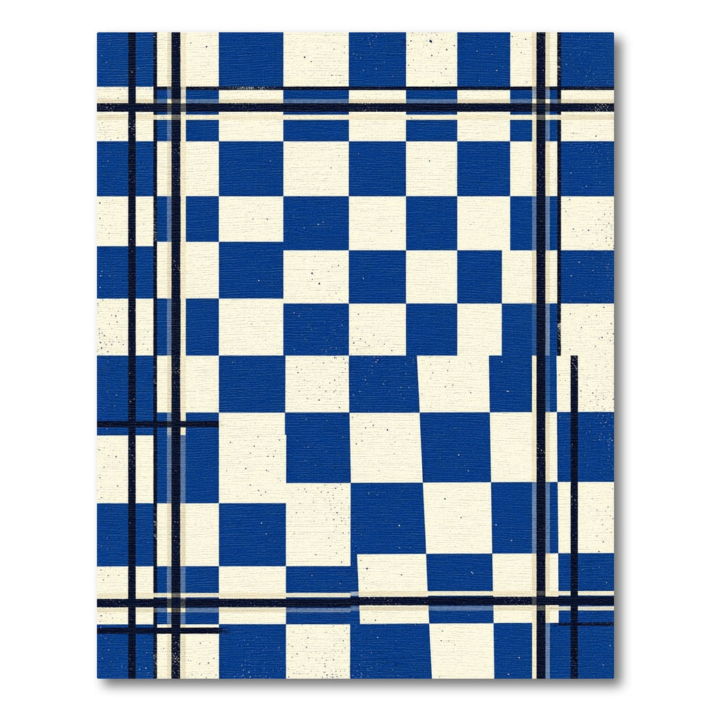 Bold Blue Cream Plaid Checkerboard Rug