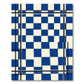 Bold Blue Cream Plaid Checkerboard Rug