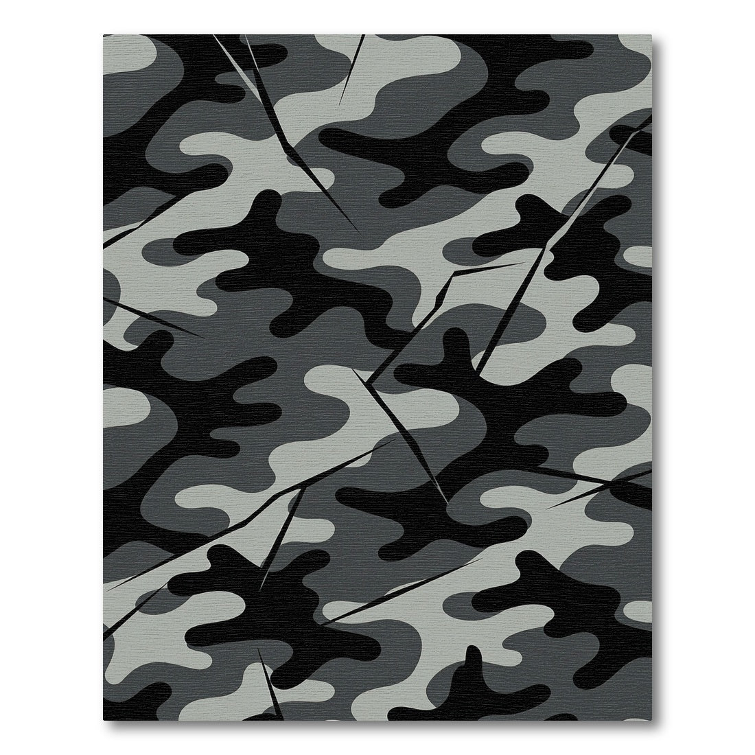 Modern Graphite And Slate Camouflage Rug
