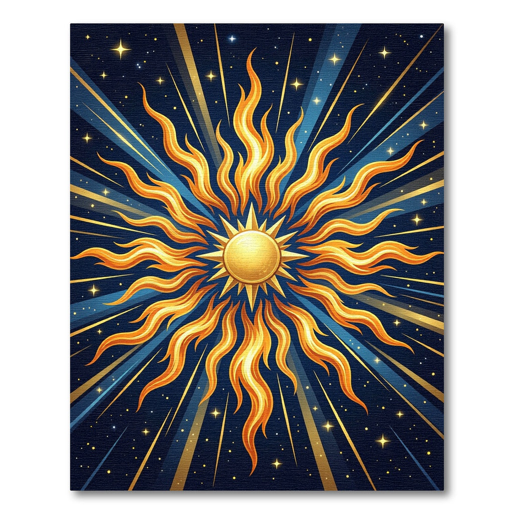 Celestial Golden Sunburst Radiant Sky Rug