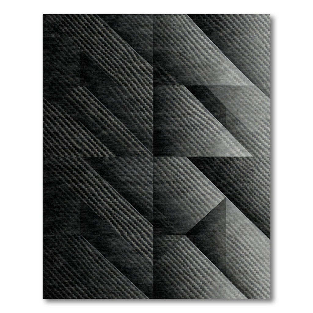 Modern Monochrome Carbon Fiber Geometric Rug