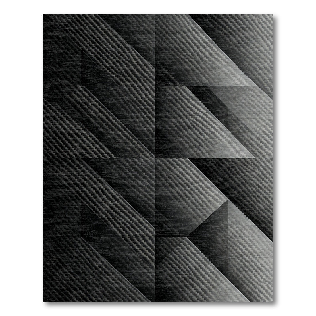 Modern Monochrome Carbon Fiber Geometric Rug