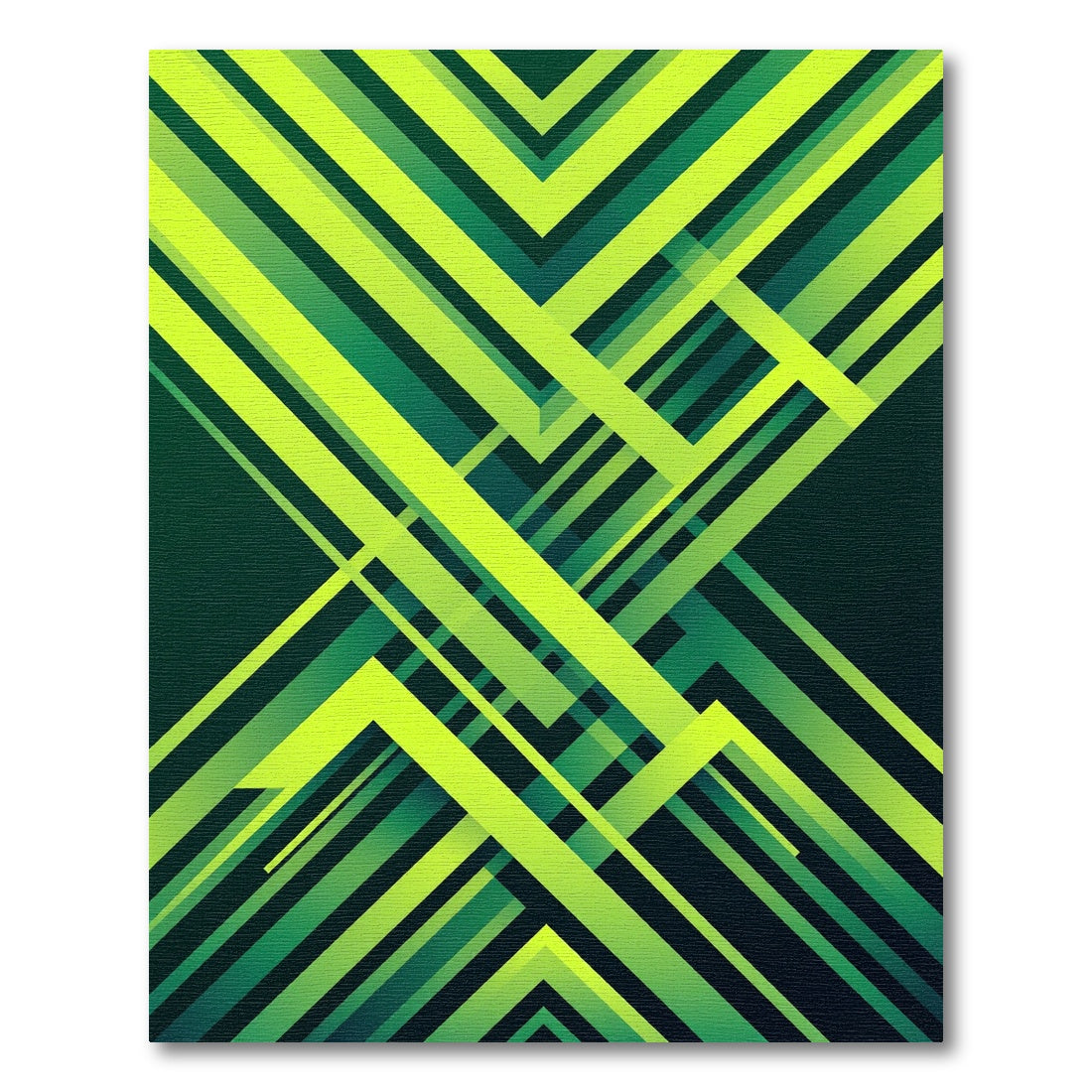 Neon Lime Abstract Geometric Angular Lines Rug