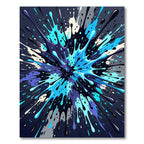 Vibrant Blue Splatter Explosion Abstraction Rug