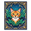 Orange Tabby Cat With Golden Frame Rug