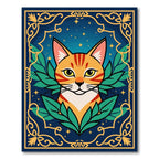 Orange Tabby Cat With Golden Frame Rug