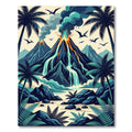Volcanic Eruption Tropical Jungle Landscape Rug