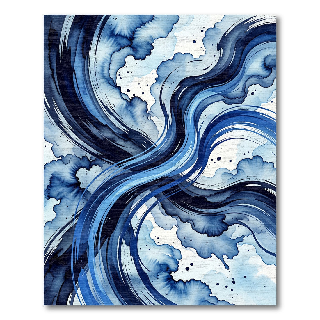 Deep Blue Watercolor Swirls Rug