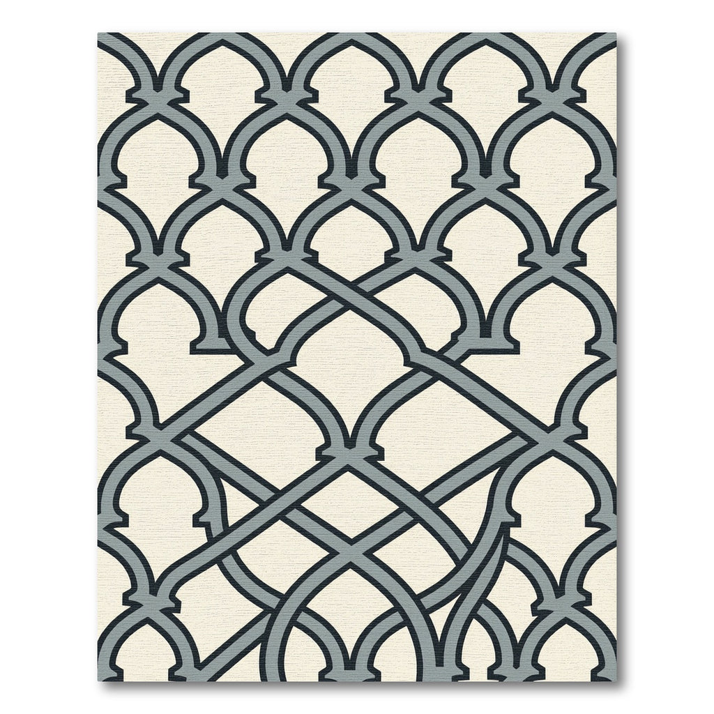 Cream Gray Gothic Arch Lattice Rug