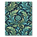 Elegant Teal and Sage Acanthus Scroll Rug