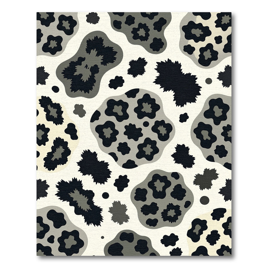 Black Gray Animal Print Spots Rug