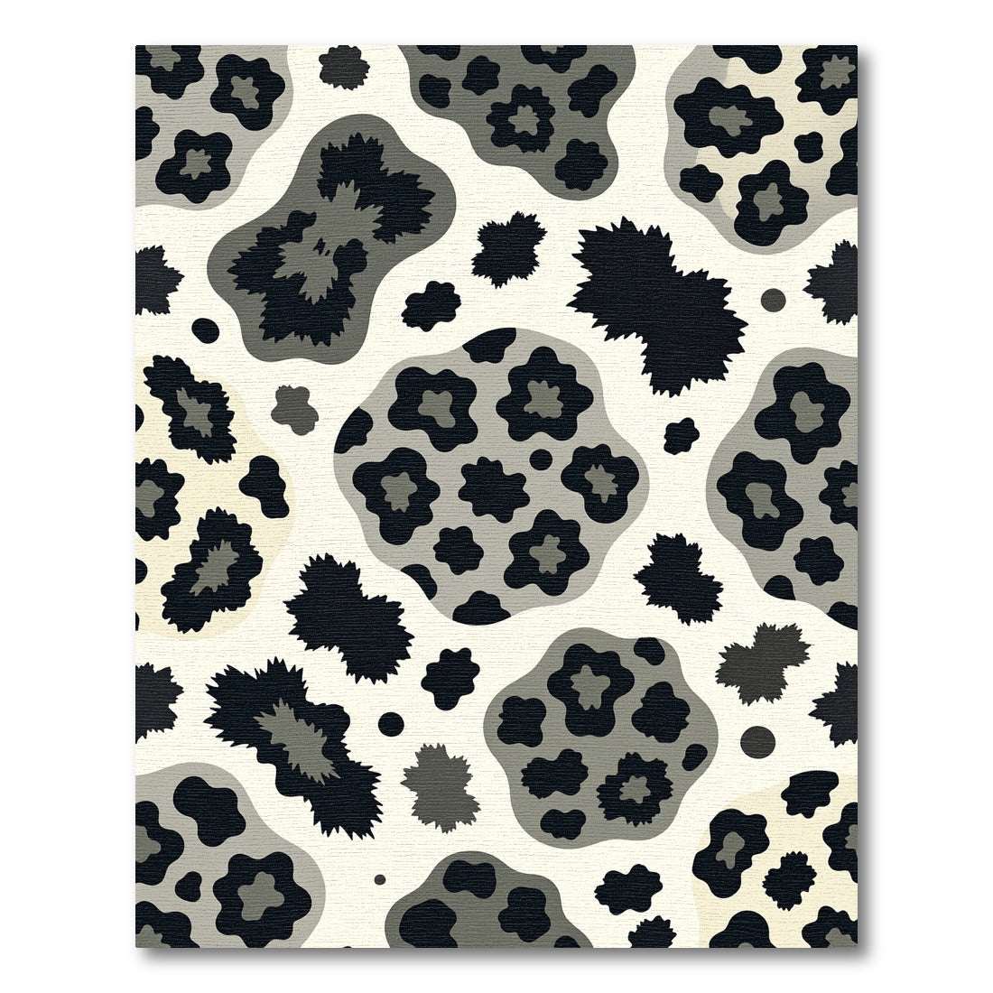 Black Gray Animal Print Spots Rug