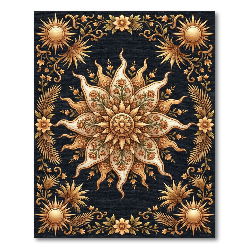 Golden Sun Floral Medallion Rug