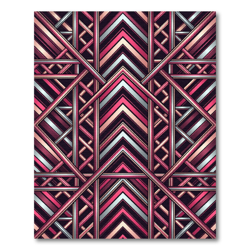 Art Deco Pink and Silver Chevron Rug