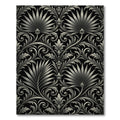 Ornate Silver Palm Leaf Scrollwork Rug