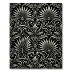 Ornate Silver Palm Leaf Scrollwork Rug