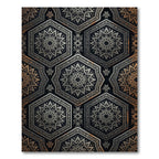 Metallic Hexagon Floral Art Deco Wallpaper Rug
