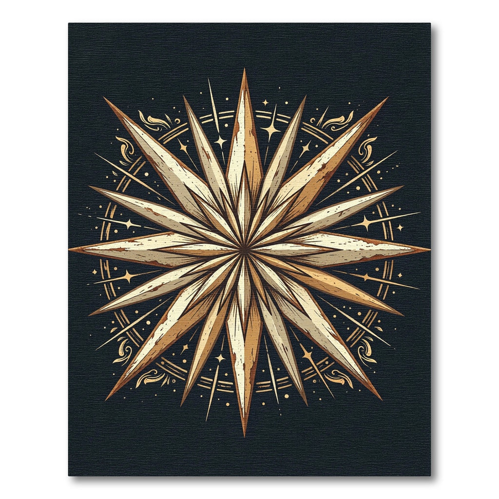 Celestial Gold Star Astral Compass Rug