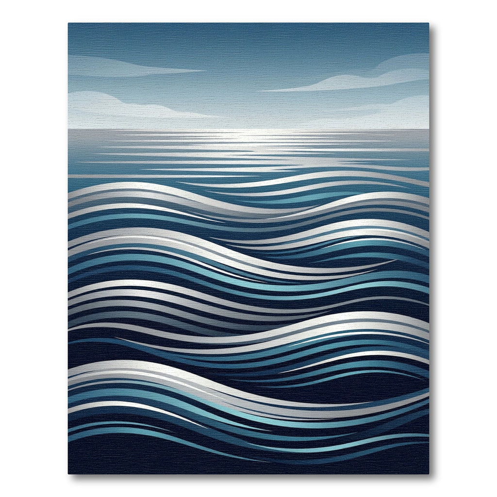 Modern Abstract Blue Ocean Swell Rug