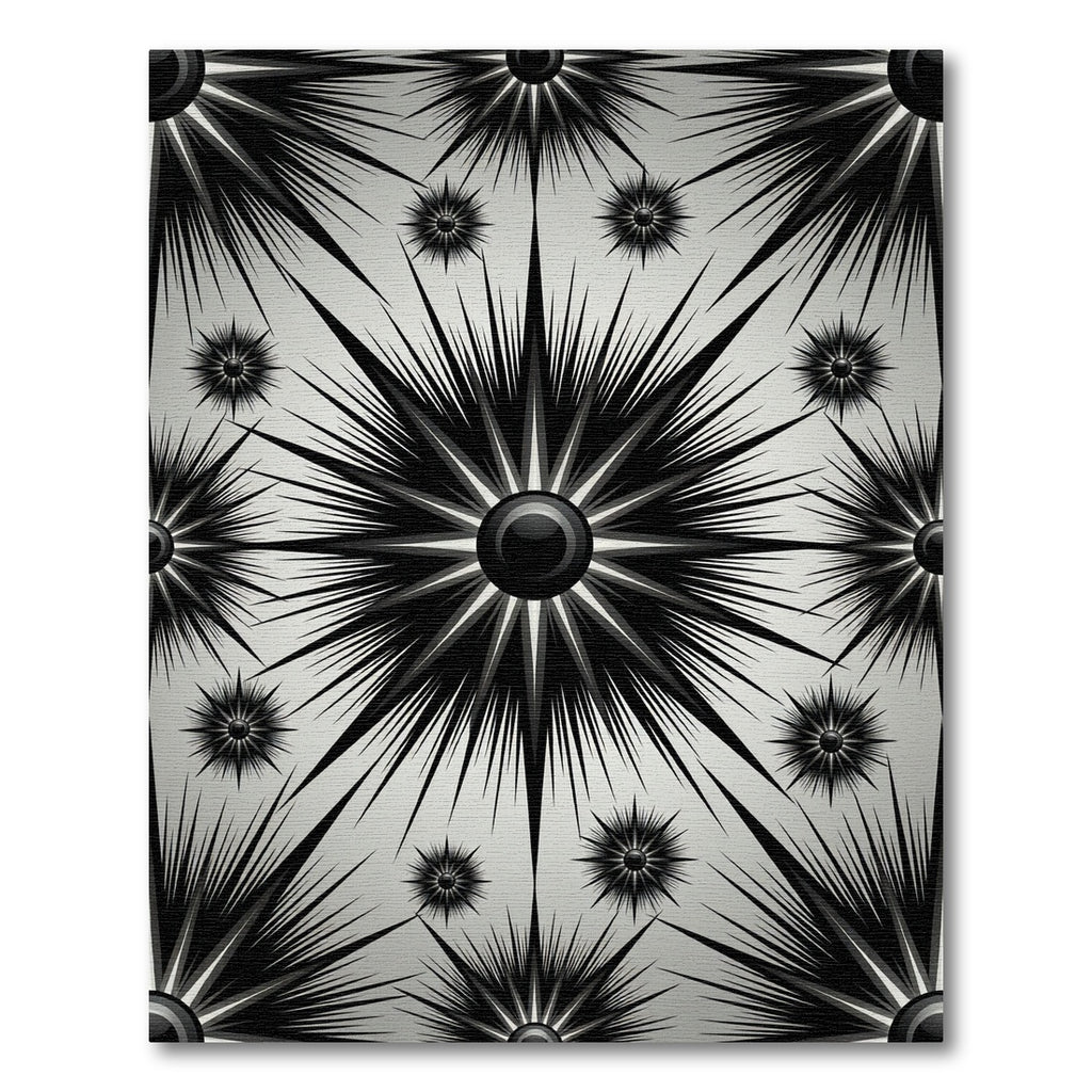 Radiant Black Starburst Geometric Rug