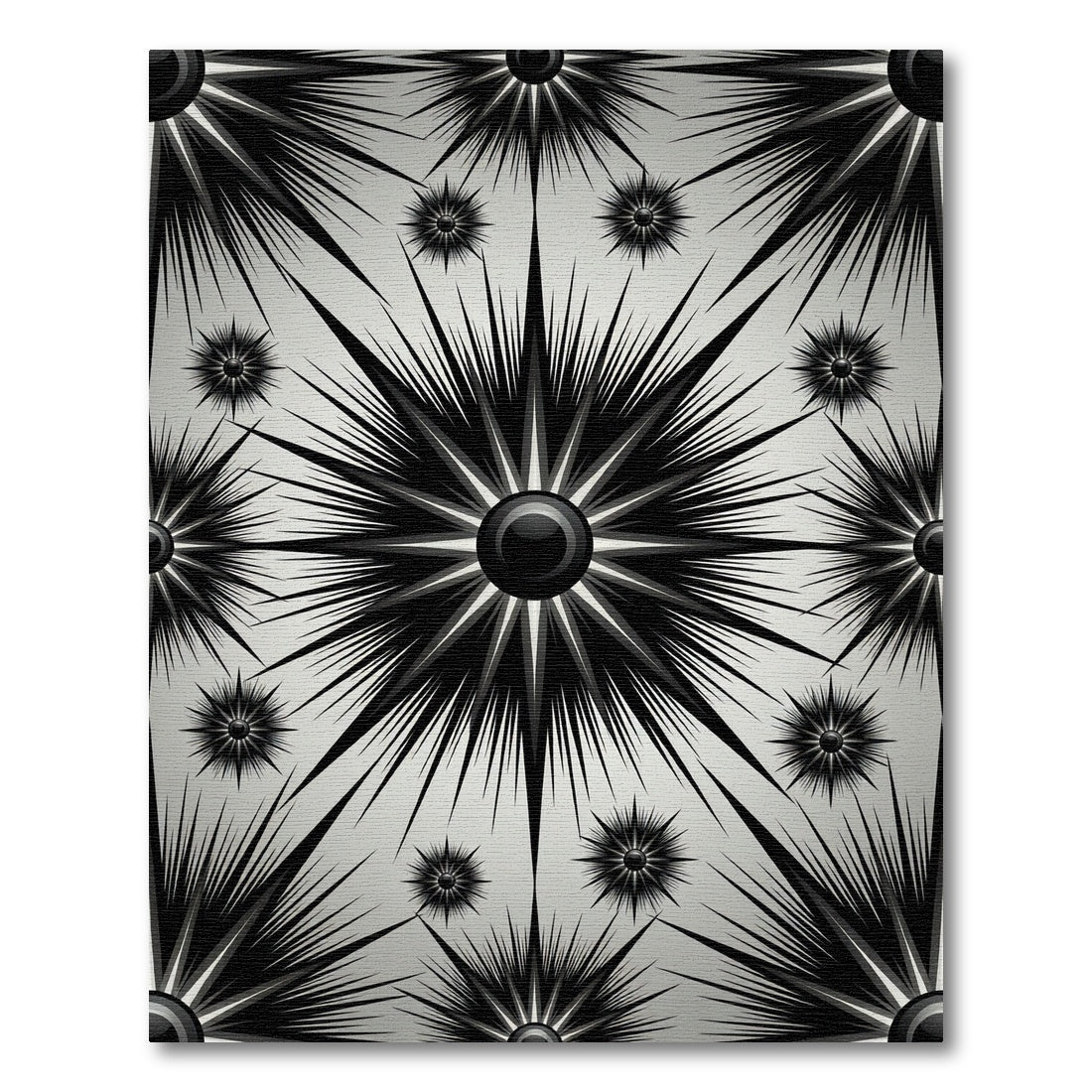 Radiant Black Starburst Geometric Rug