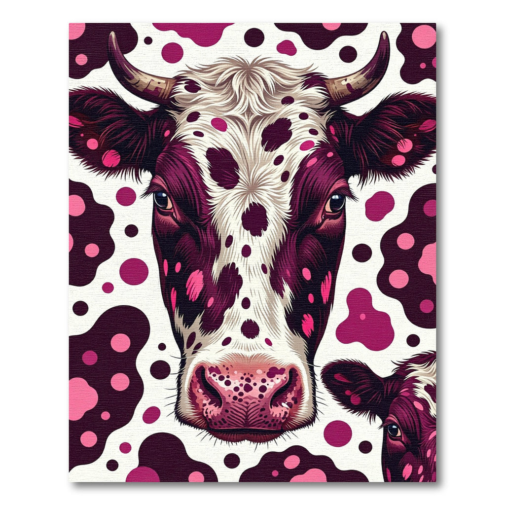 Duo Tone Pink Spots Cow Head Rug