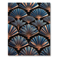 Navy Gold Fan Pattern Rug