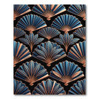 Navy Gold Fan Pattern Rug