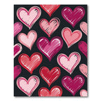 Pink Red Hearts Sketched All Over Rug