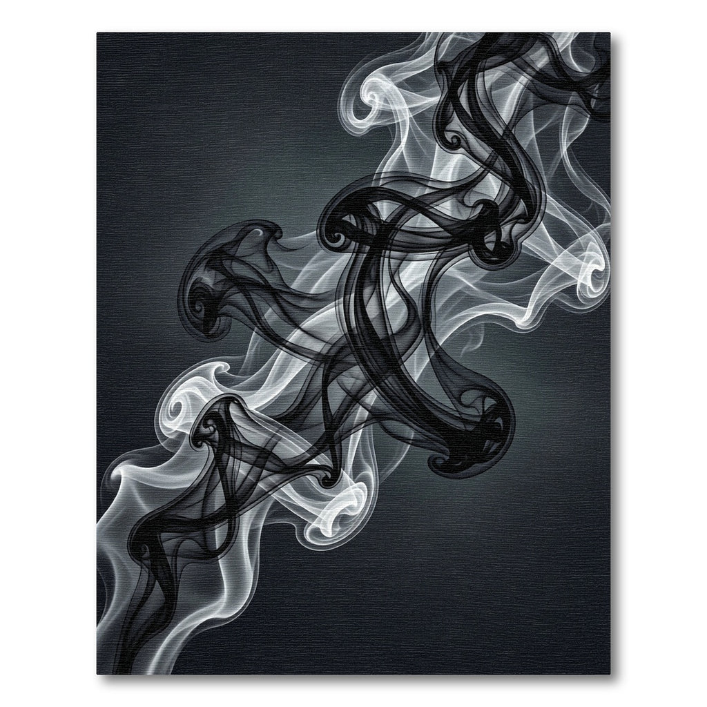 Black White Smoke Swirls Abstract Rug