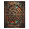 Antique Copper Teal Medallion Frame Rug