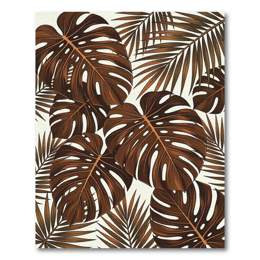 Bronze Tropical Monstera and Palm Fronds Rug