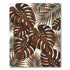 Bronze Tropical Monstera and Palm Fronds Rug