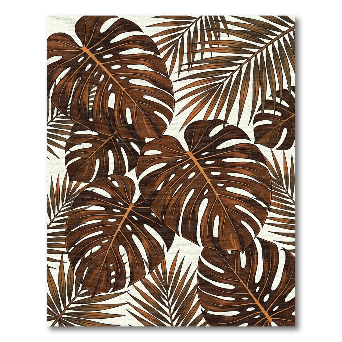 Bronze Tropical Monstera and Palm Fronds Rug