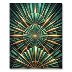 Emerald Gold Art Deco Sunburst Rug