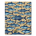 Blue Fish School Repeating Design Rug