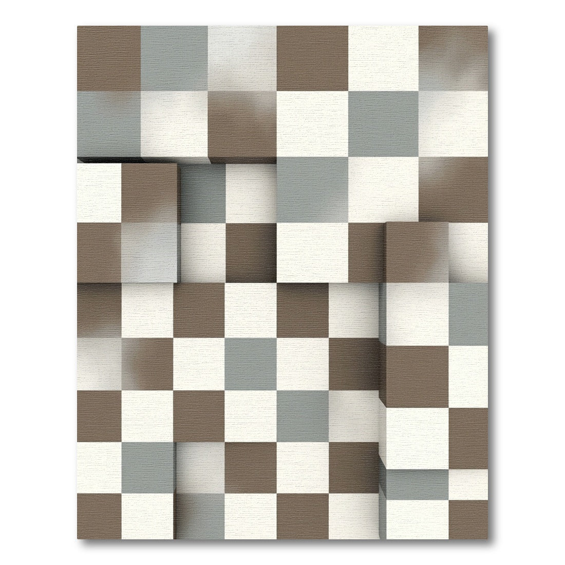 Neutral Toned Checked Composition Rug
