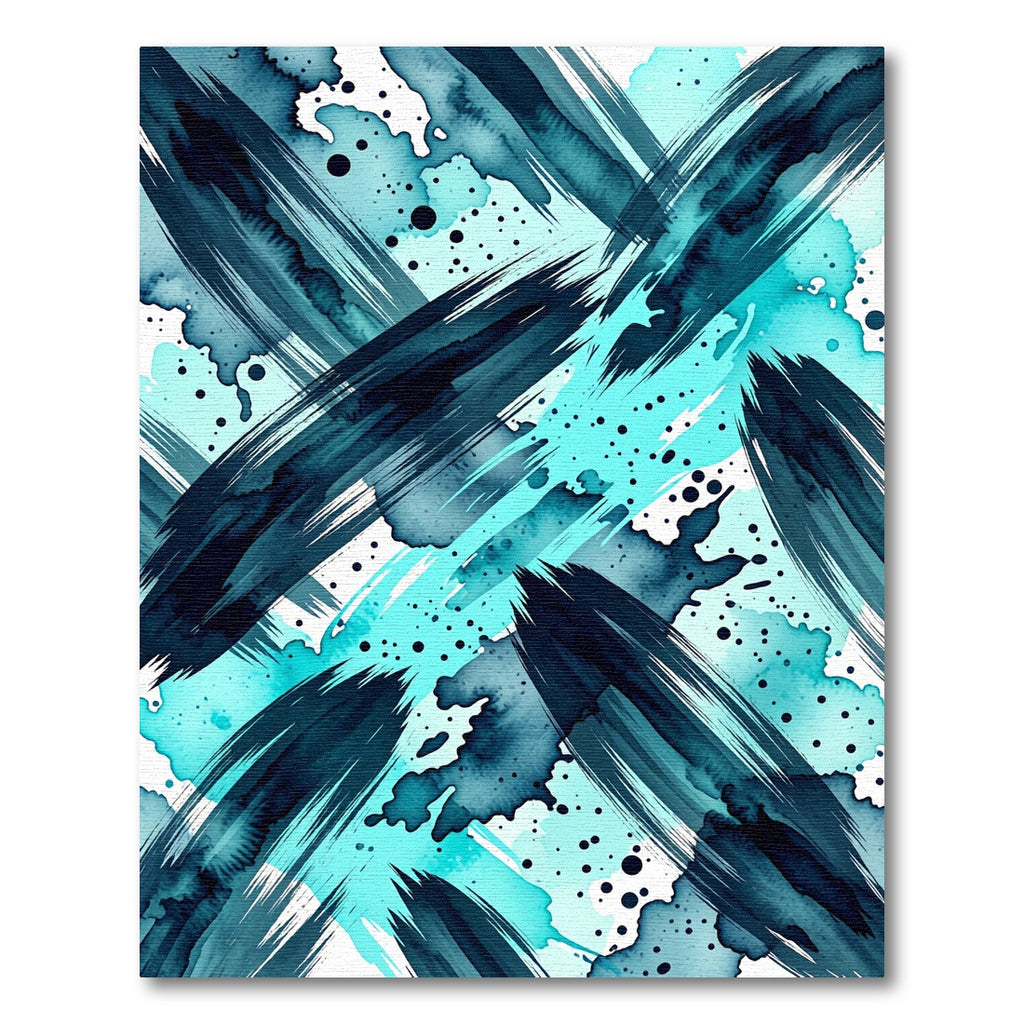 Abstract Teal Watercolor Ink Stroke Rug