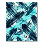 Abstract Teal Watercolor Ink Stroke Rug