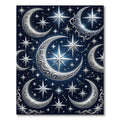 Celestial Silver Crescent Moon Starry Night Rug
