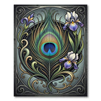 Art Nouveau Peacock Feather Iris Floral Rug