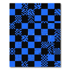 Electric Blue Geometric Digital Grid Rug