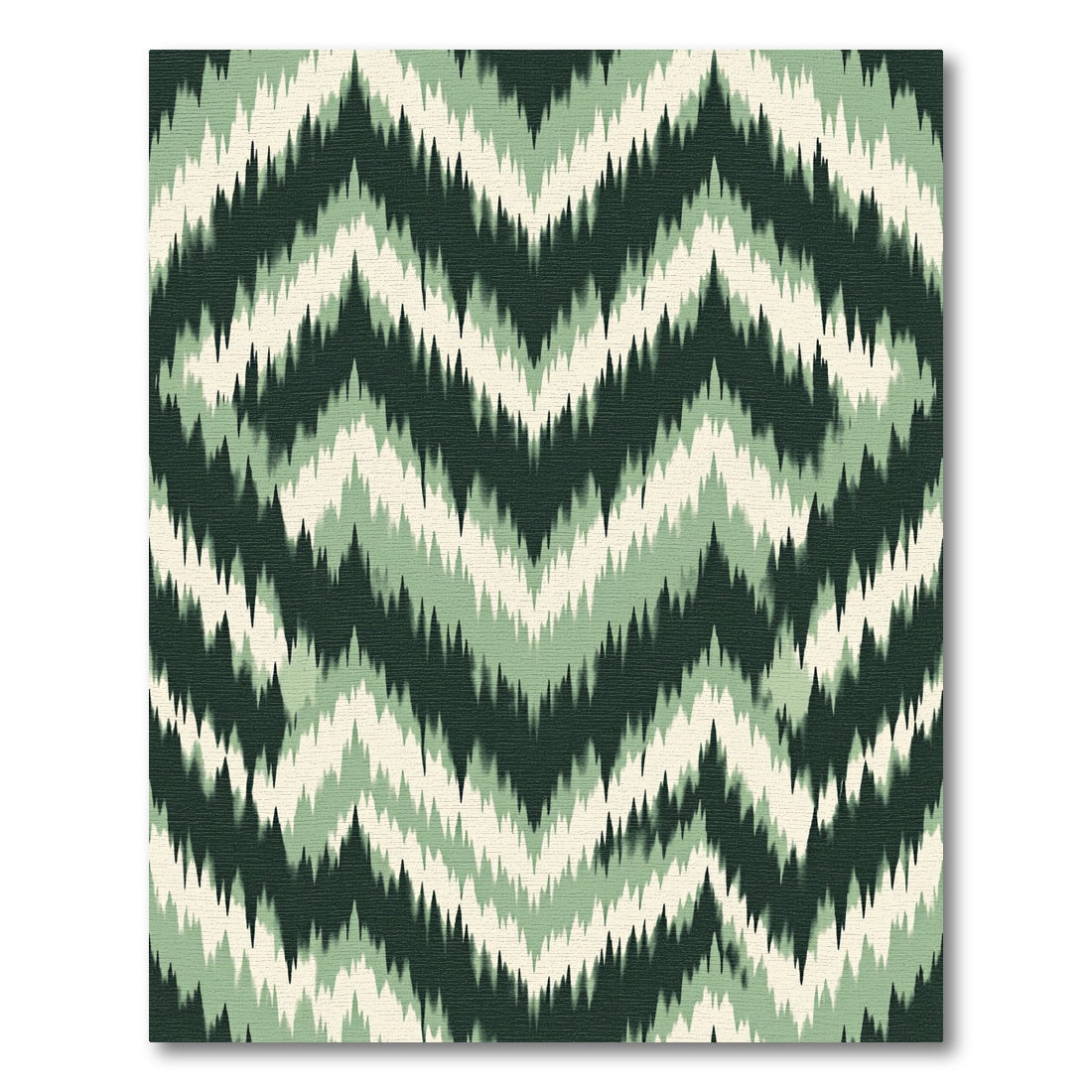 Earthy Green Jagged Chevron Rug