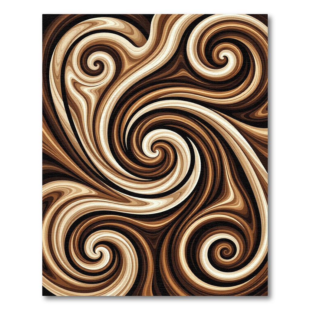 Brown Cream Swirl Abstract Rug